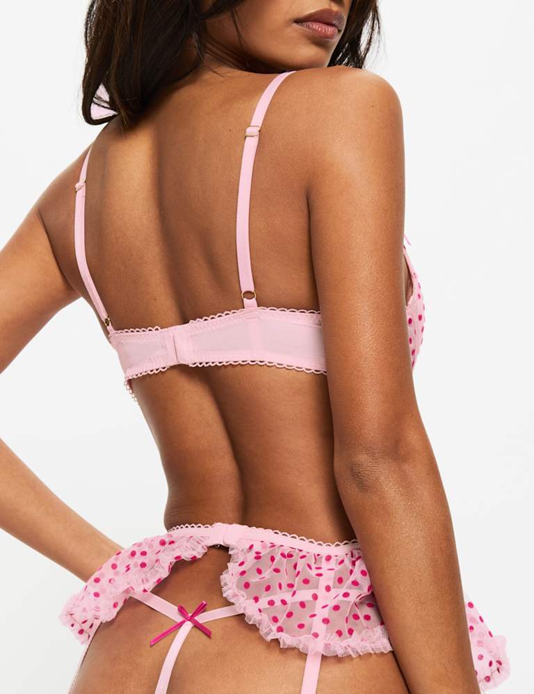 Mesh Polka Dot Wired Plunge Bra Set (A-G) 7 of 9