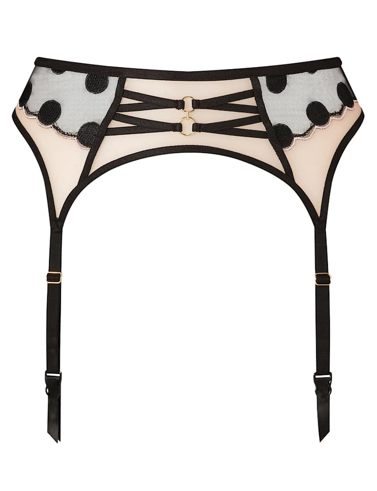Spot Mesh Wired Plunge Bra Set (A-E) 4 of 9