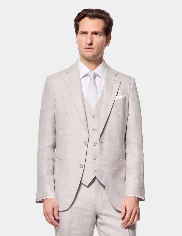 3 Piece Tailored Fit Pure Linen Suit 1 of 6