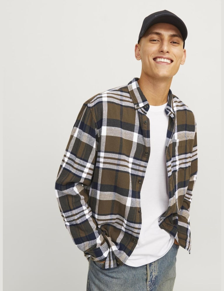 Slim Fit Pure Cotton Checked Overshirt 4 of 7