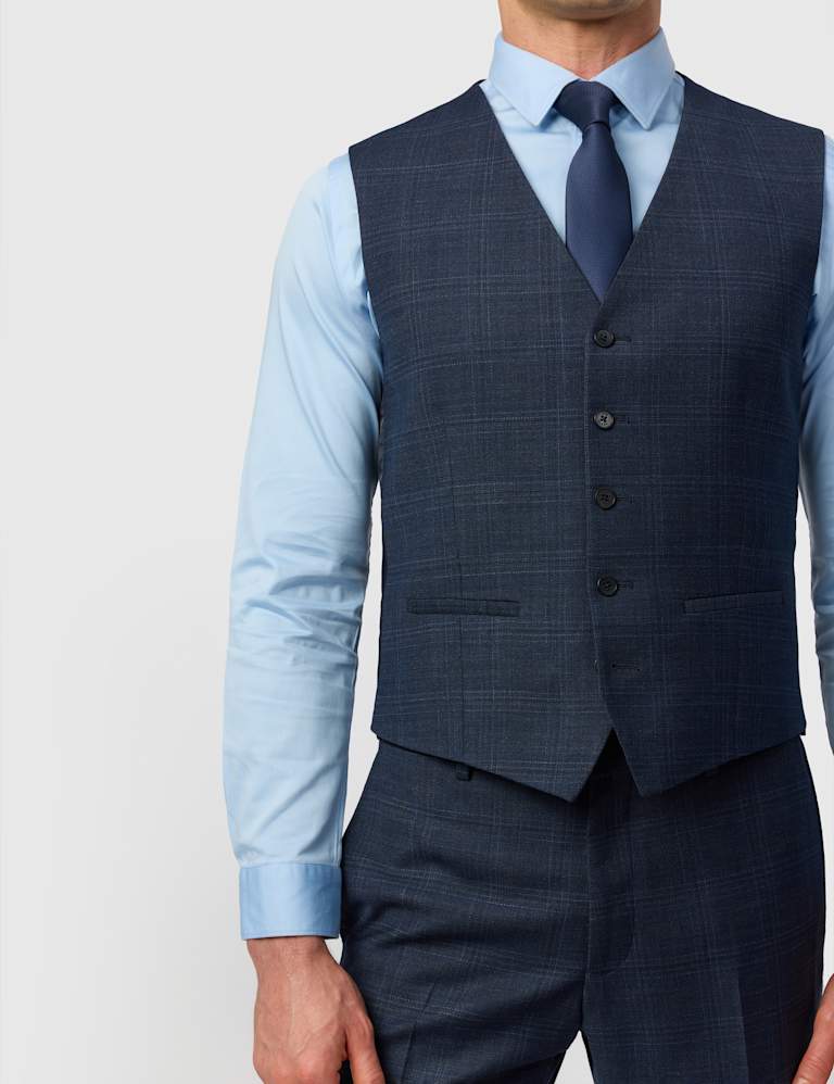 3 Piece Slim Fit Wool Blend Check Suit 3 of 4