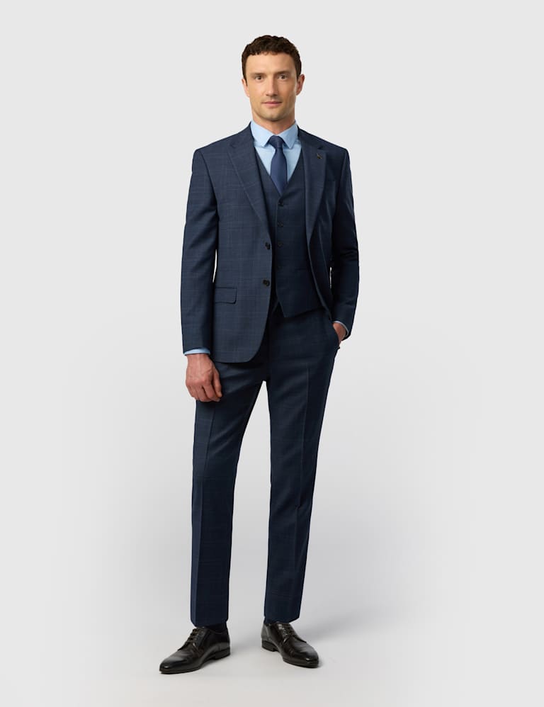 3 Piece Slim Fit Wool Blend Check Suit 2 of 4