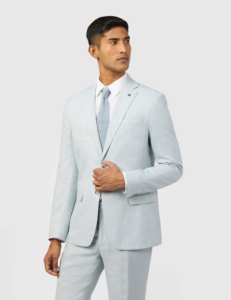 Slim Fit Linen Rich Single Breasted Suit 1 of 4