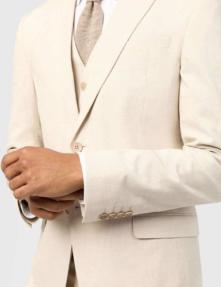 Slim Fit Linen Blend Check Suit 3 of 4