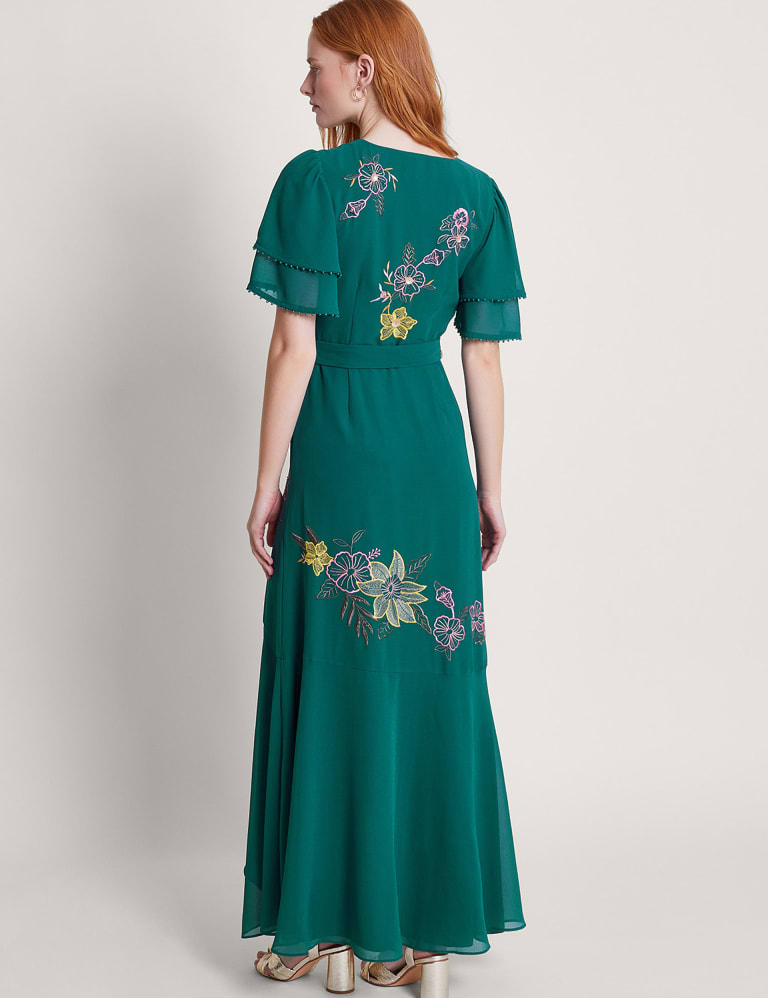 Floral Embroidered V-Neck Maxi Wrap Dress | Monsoon | M&S