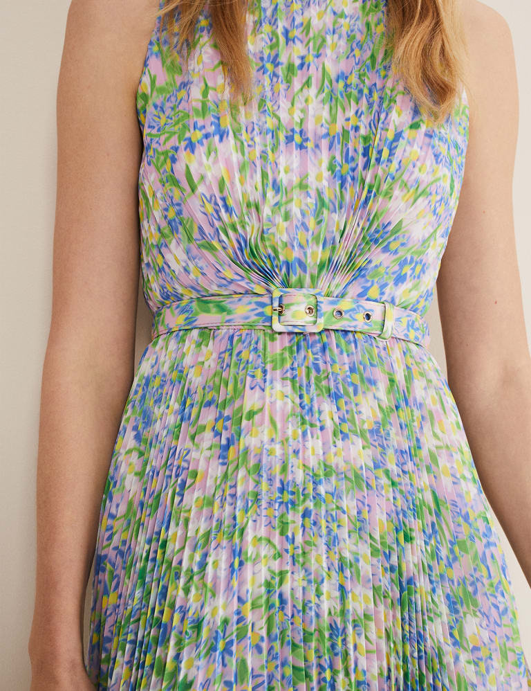 Floral High Neck Pleated Midi Waisted Dress | Phase Eight | M&S 