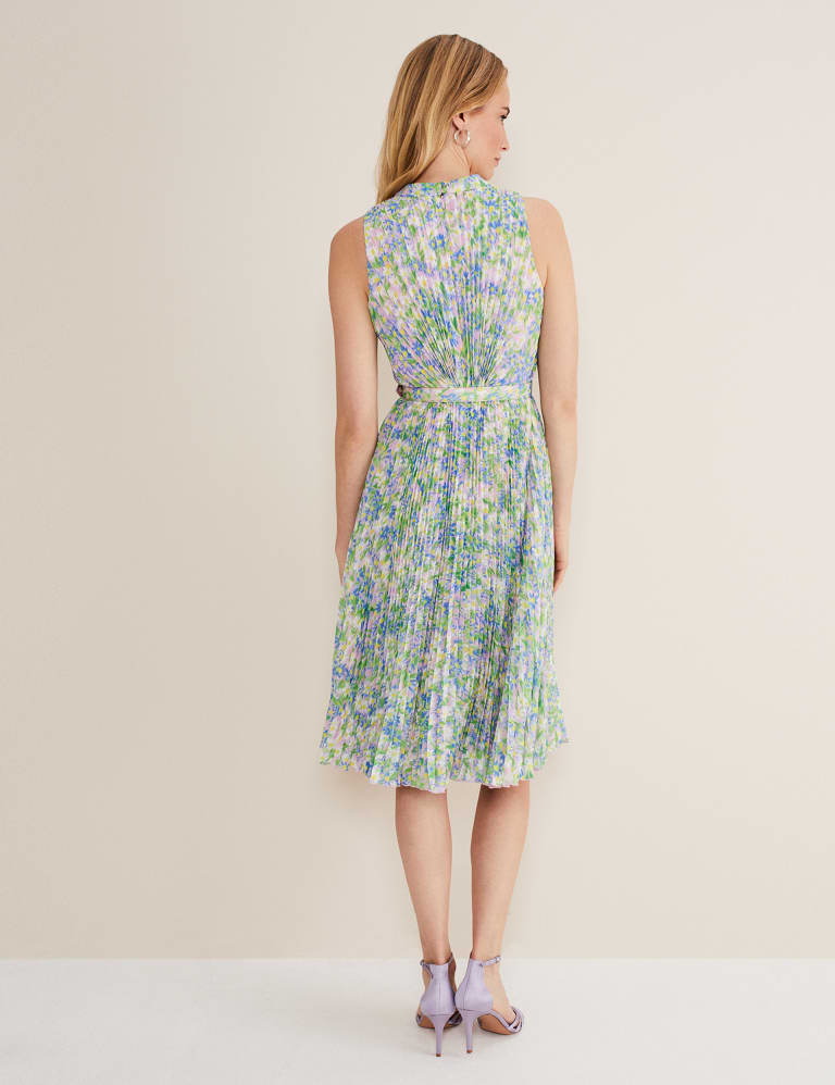Floral High Neck Pleated Midi Waisted Dress | Phase Eight | M&S 