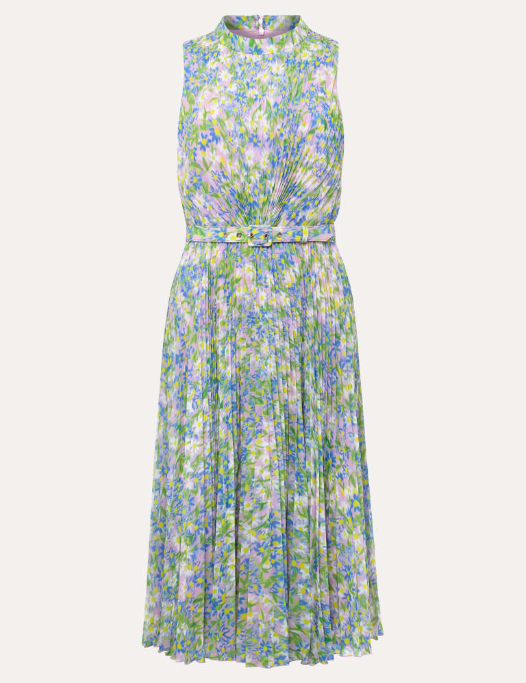 Floral High Neck Pleated Midi Waisted Dress | Phase Eight | M&S 