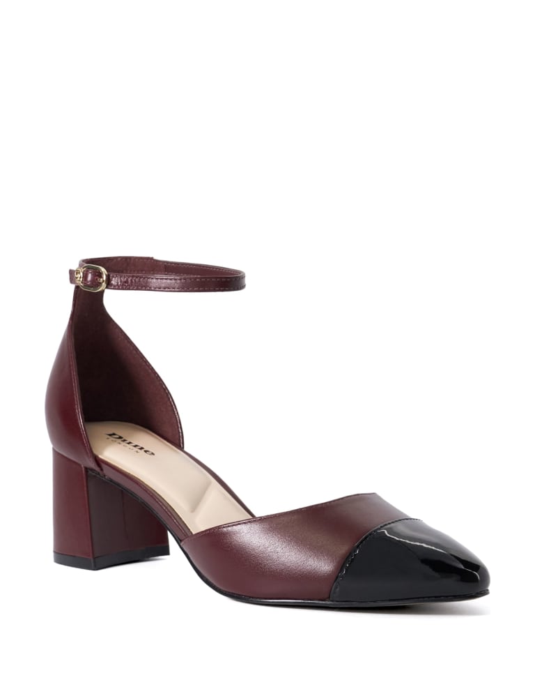 Leather Ankle Strap Block Heel Court Shoe 5 of 5