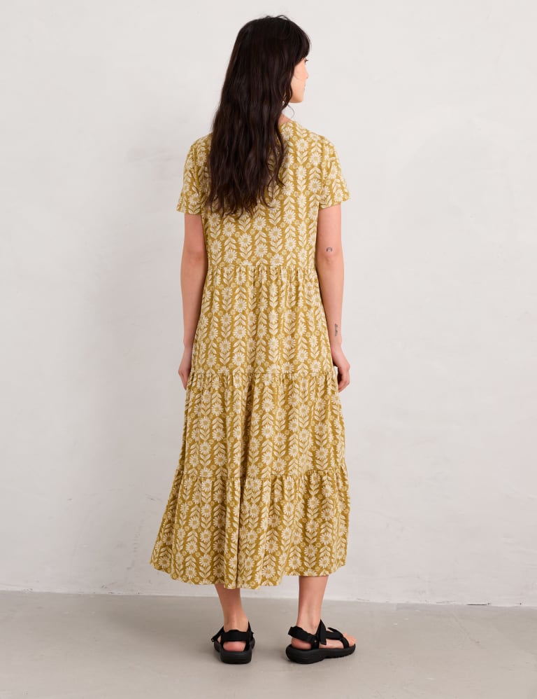 Pure Cotton Midaxi Relaxed Tiered Dress 4 of 5