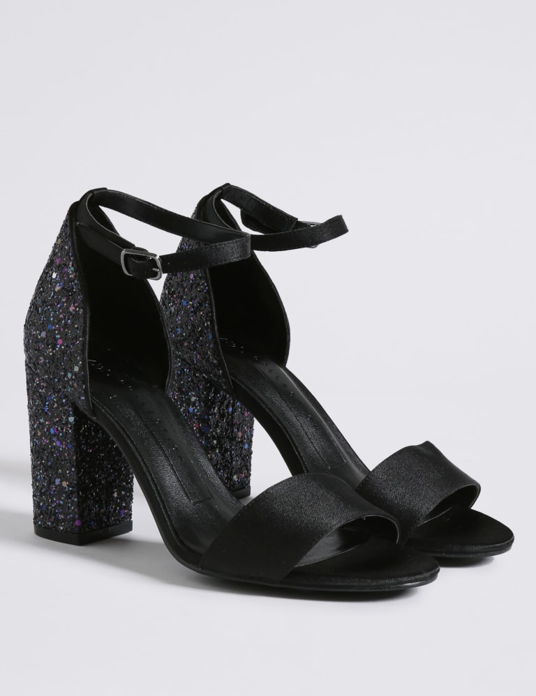 Two Part Block Heel Sparkle Sandals M S Collection M S IE