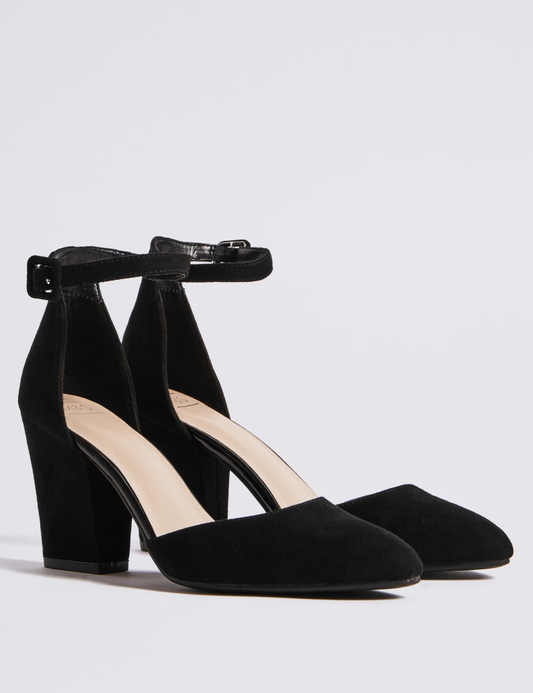 Block Heel Ankle Strap Court Shoes M S Collection M S IE