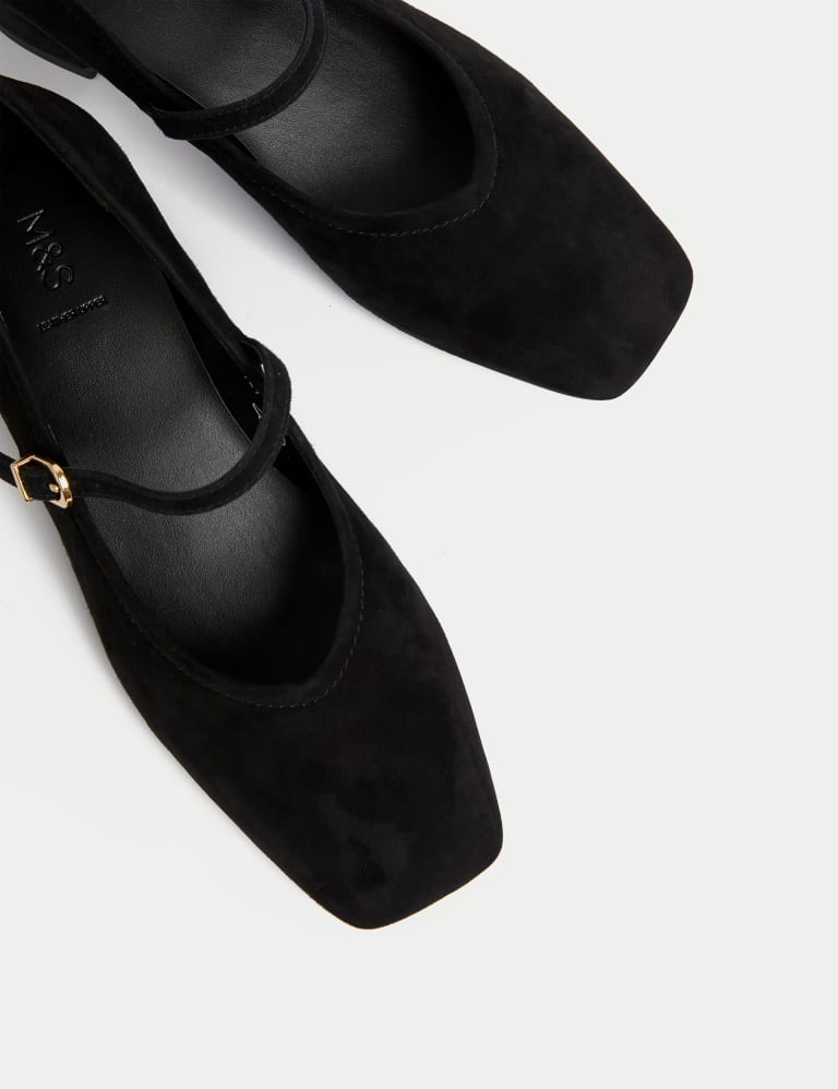 Suede Strappy Block Heel Court Shoes M S Collection M S IE