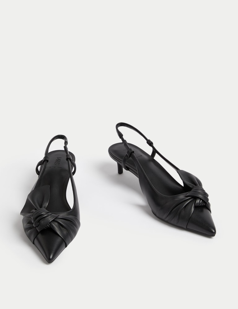 Leather Kitten Heel Slingback Sandals 2 of 3