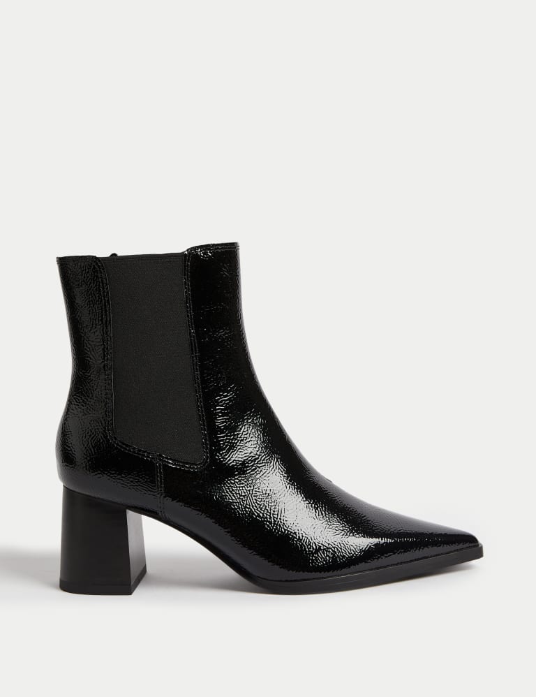 Patent Leather Chelsea Block Heel Boots 1 of 3