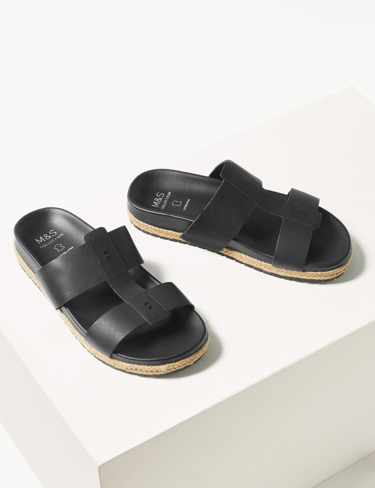 Leather Flatform Mule Sandals M S Collection M S IE