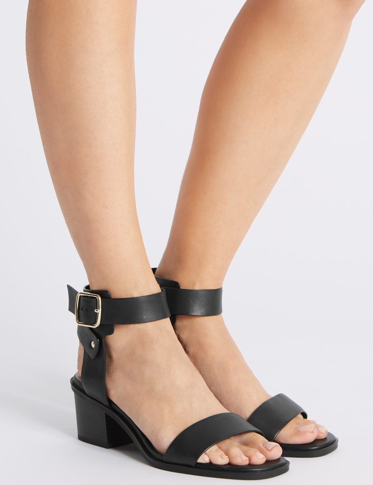 Wide Fit Leather Block Heel Sandals M S Collection M S IE