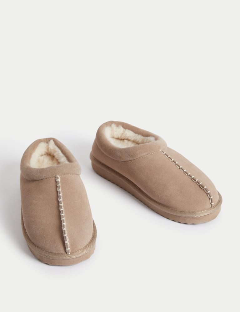 Suede Faux Fur Lined Mule Clog Slippers M S Collection M S IE
