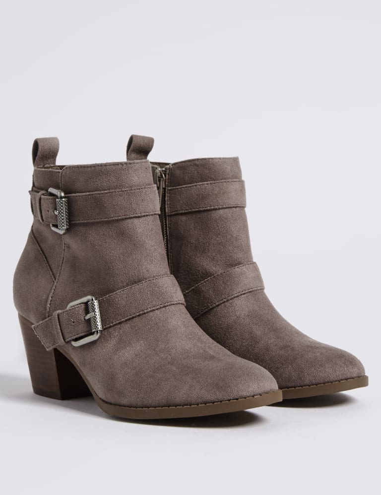 Block Heel Side Zip Ankle Boots M S Collection M S IE