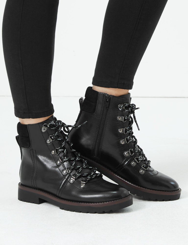 Leather Hiker Ankle Boots M S Collection M S IE