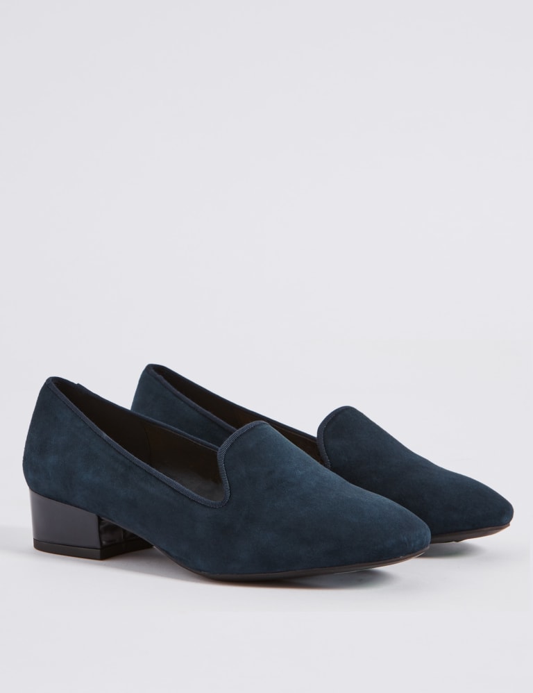 Wide Fit Suede Block Heel Pump Shoes M S Collection M S IE