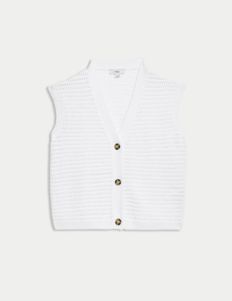 Cotton Rich Textured Knitted Waistcoat 2 of 7