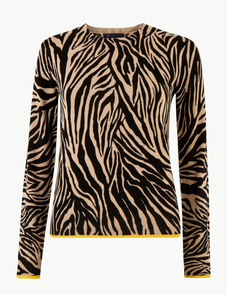 Animal Print Round Neck Jumper M S Collection M S IE