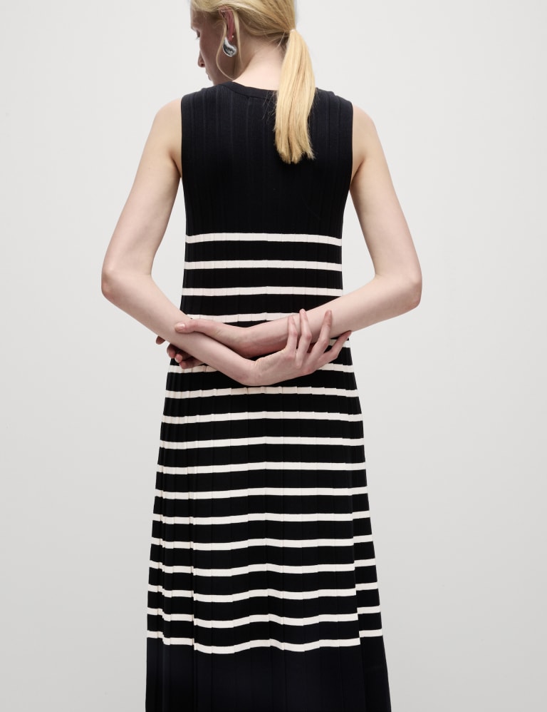 Striped Ribbed Knitted Midi Dress 6 of 8