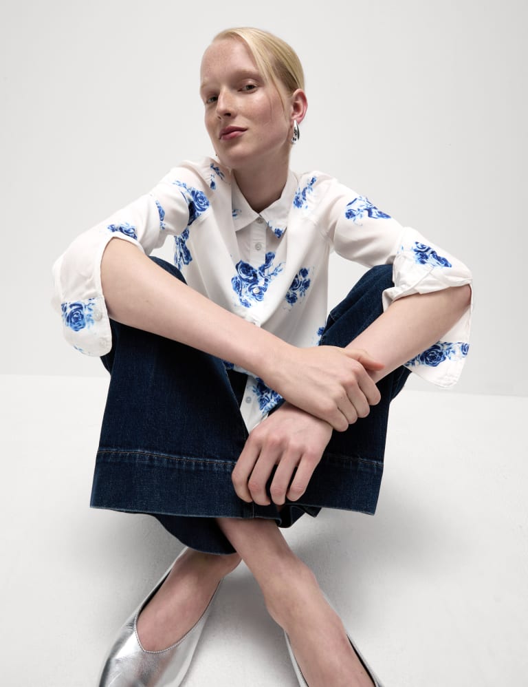 Printed Collared Button Through Shirt | M&S Collection | M&S 