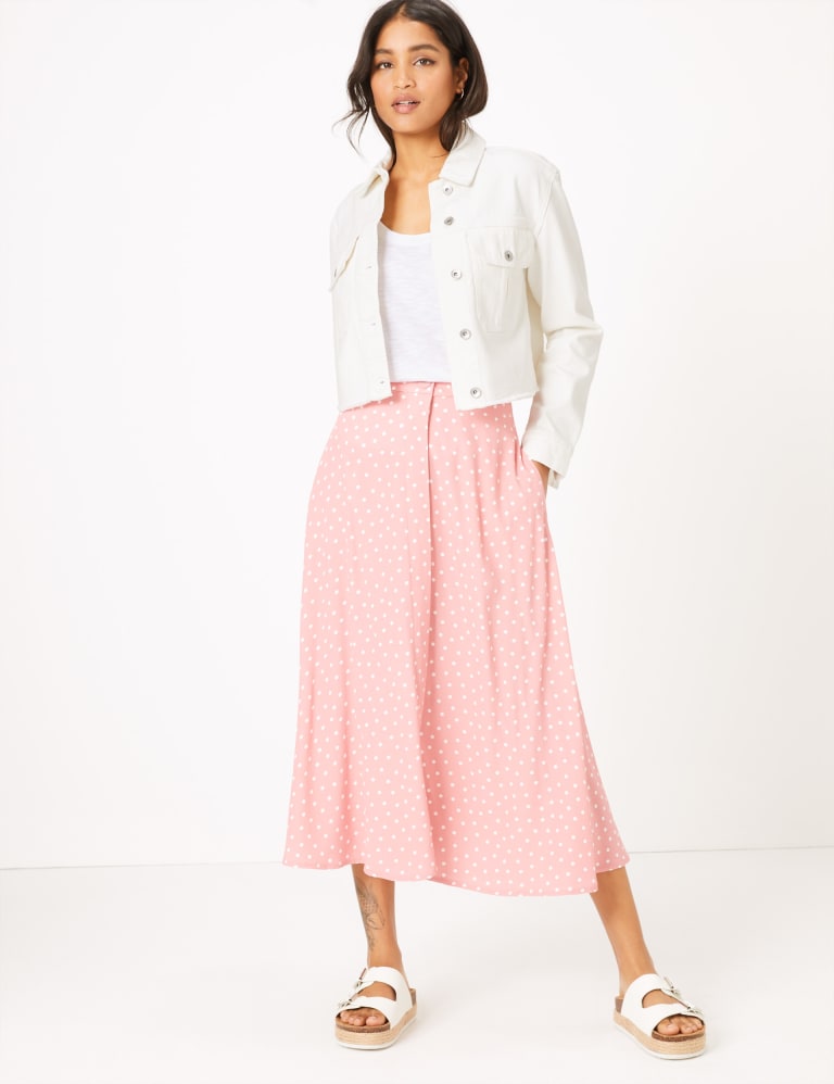 Polka Dot Button Front Midi A Line Skirt M S Collection M S IE