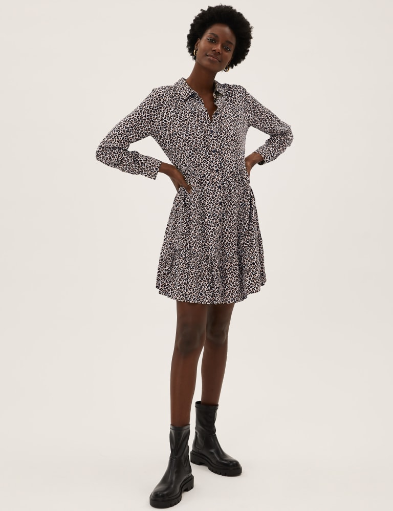 Animal print shirt dress cheap