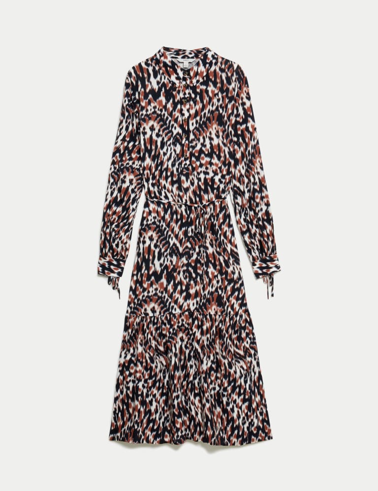 Printed Tie Waist Midi Shirt Dress | M&S Collection | M&S