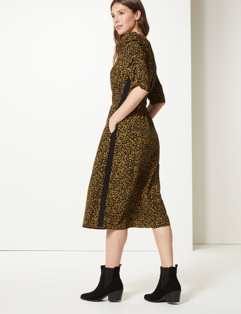 Animal Print Waisted Midi Dress M S Collection M S IE