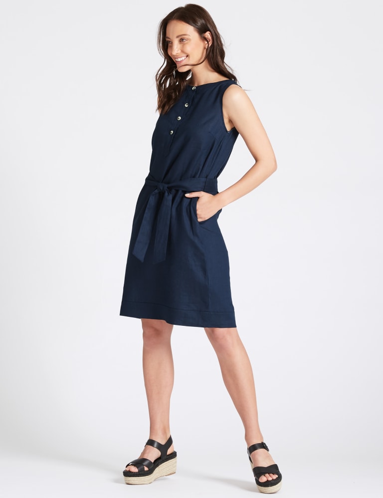 Belted tunic dress hot sale