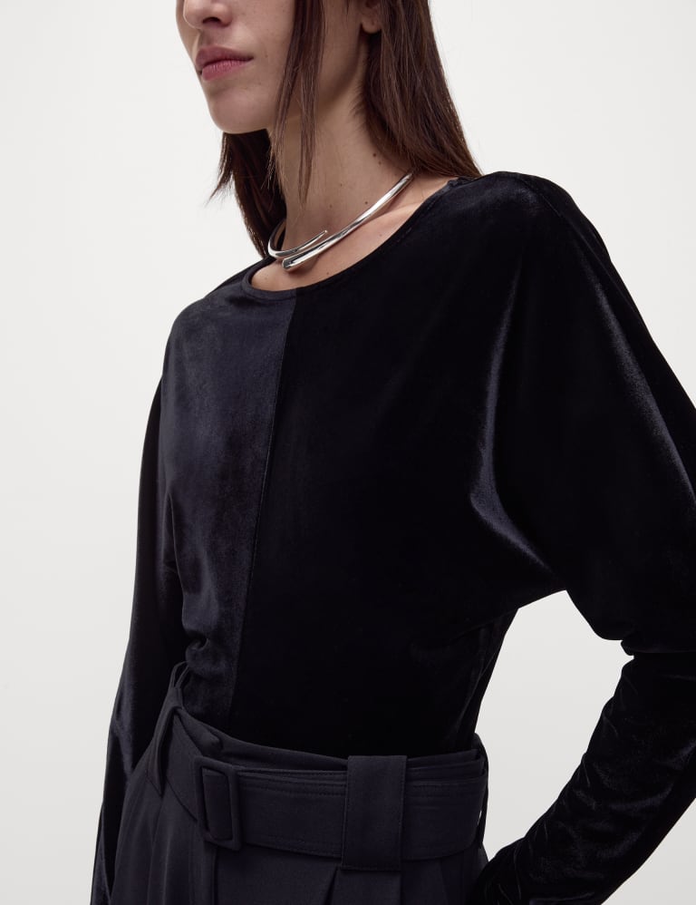 Velvet Round Neck Blouse 3 of 5