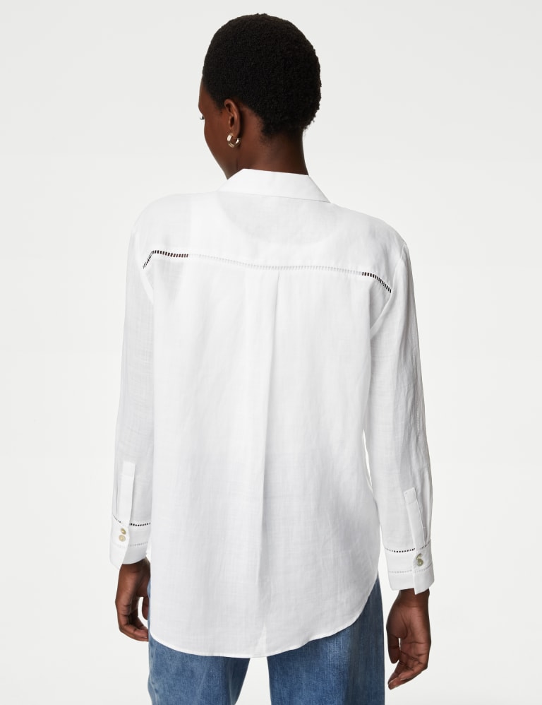 Ramie Broderie Detail Collared Shirt | M&S Collection | M&S