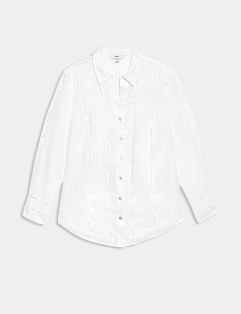 Ramie Broderie Detail Collared Shirt | M&S Collection | M&S