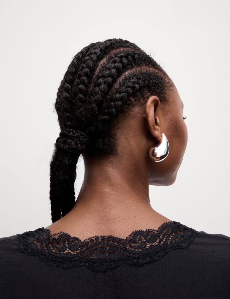 V-Neck Lace Detail Button Through Blouse | M&S Collection | M&S
