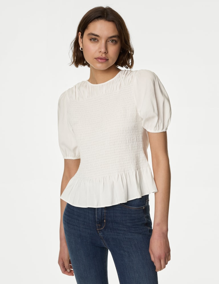 Modal Rich Shirred Waisted Blouse | M&S Collection | M&S