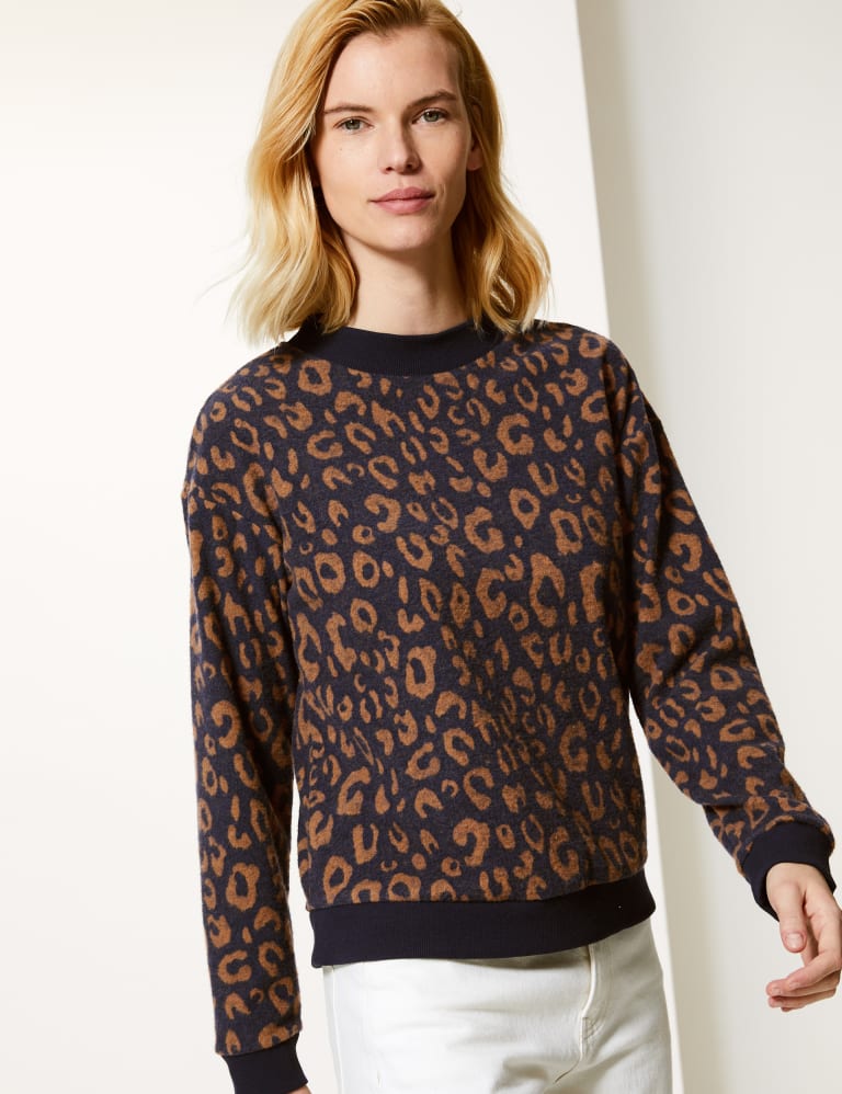 Animal Print Regular Fit Sweatshirt M S Collection M S IE