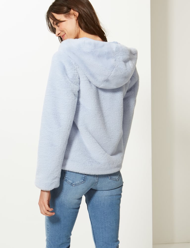 Hooded Faux Fur Jacket M S Collection M S IE