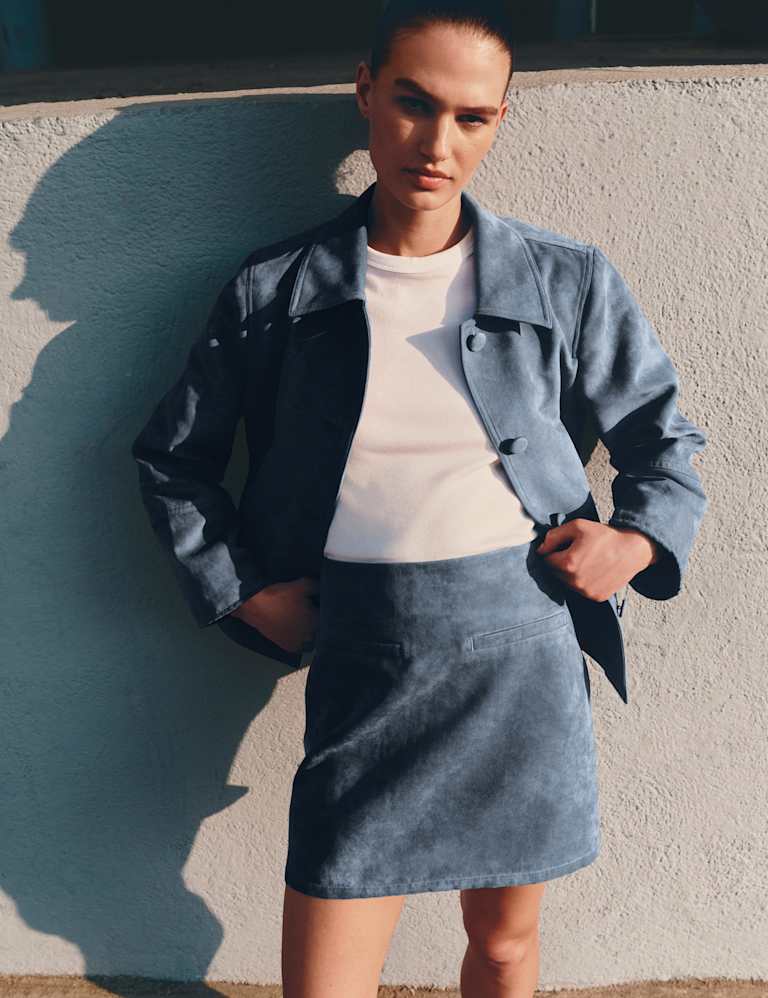 Suede Jacket & Skirt Set 1 of 6
