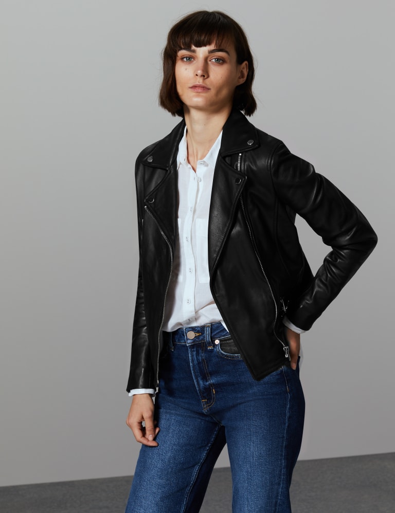 Leather Biker Jacket Autograph M S IE