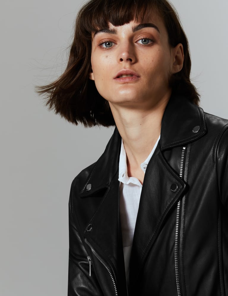 Autograph leather biker jacket deals