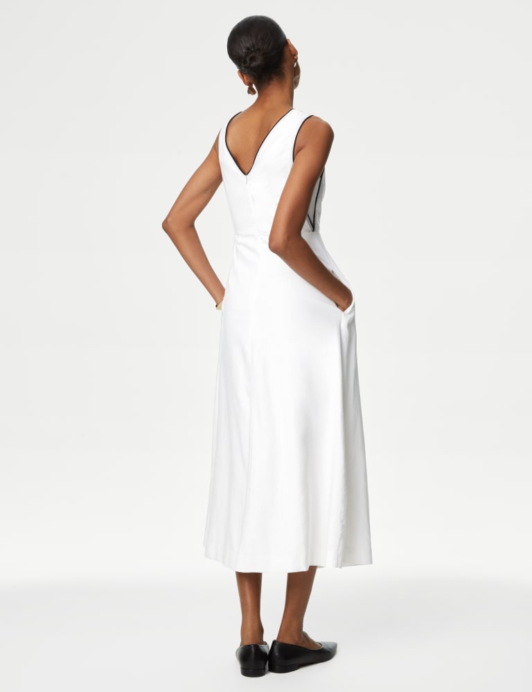 Linen Rich V-Neck Midaxi Waisted Dress | Autograph | M&S 
