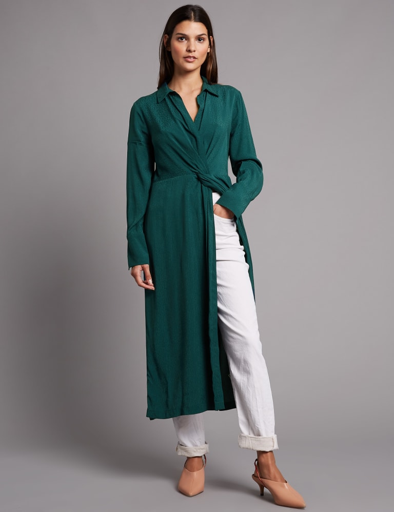 Textured Twist Knot Shirt Dress Autograph M S IE