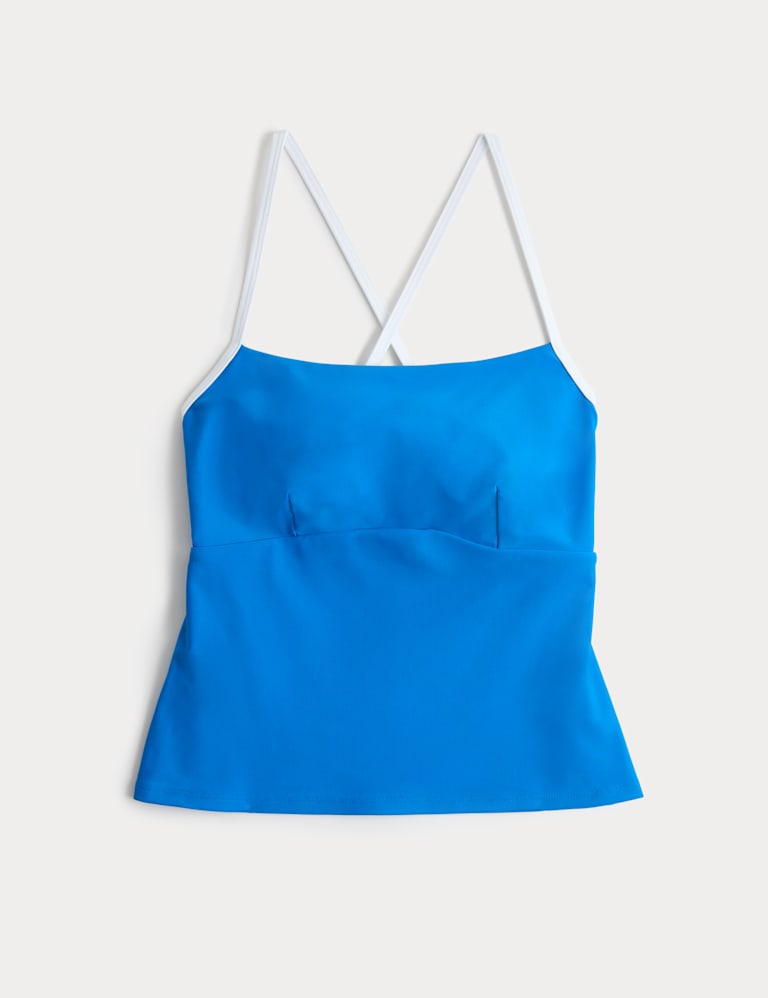 Tummy Control Contrast Square Neck Tankini Set 1 of 6