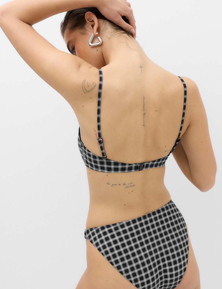 Checked Tie Front Bandeau Bikini Set 4 of 6