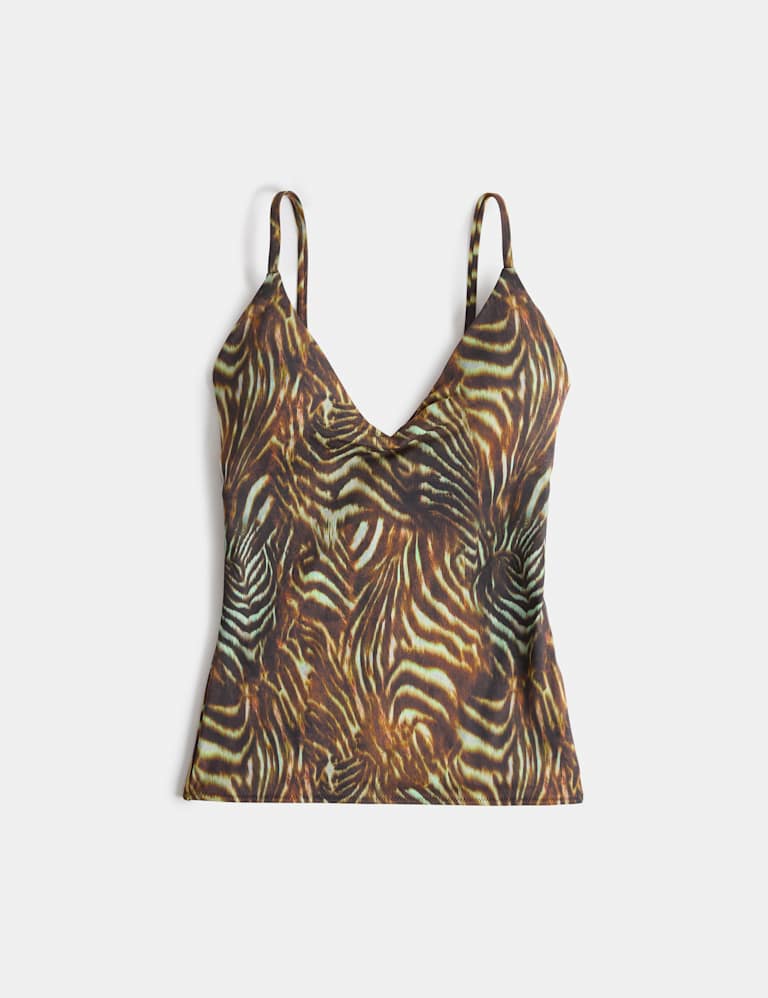 Tummy Control Printed Plunge Tankini Set 1 of 6