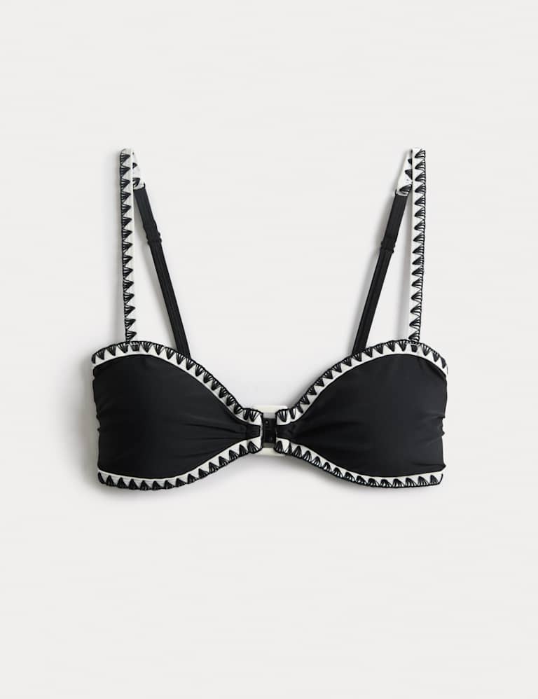 Blanket Stitch Padded Ring Detail Bandeau Bikini Set 1 of 6